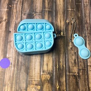 5for$10 Baby Blue Pop it AirPods Pro silicone protective case with Keychain